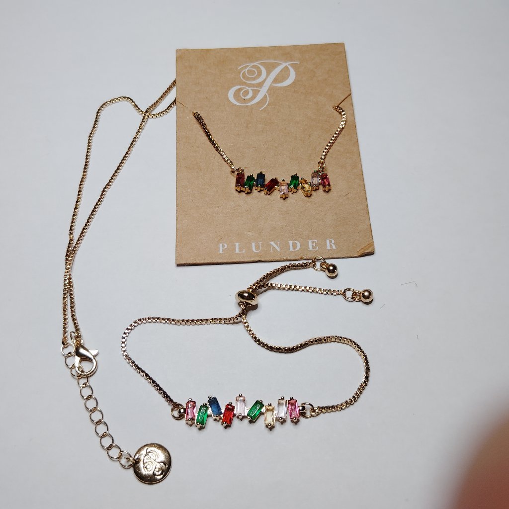 Plunder Design Gold Snake Chain Necklace & Bracelet Set Nwt
